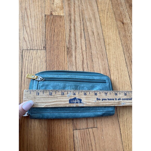 Fossil turquoise Leather Bird Appliqué Zip-Around Wallet Embroidered Boho Festiv - Picture 4 of 7